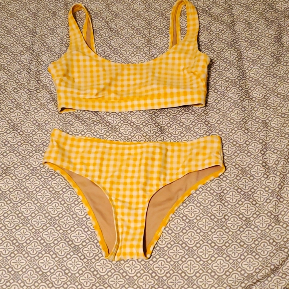 Old navy yellow gingham bikini size small